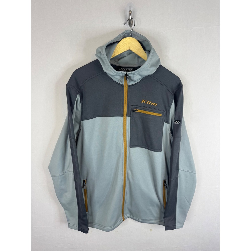 Klim Glacier Hoodie Mens Large Grey Charcoal Full Zip Technical Fleece Jacket